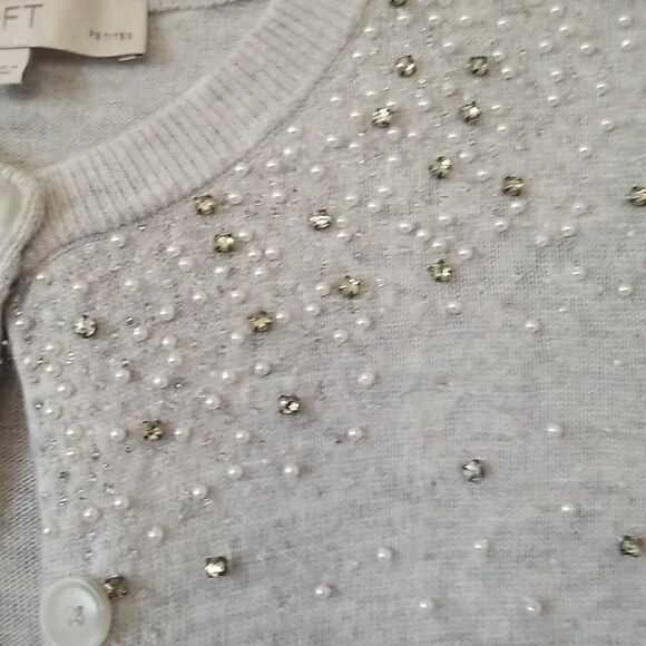 LOFT with Rhinestone** Button Front Sweater, size SP - Picture 3 of 4